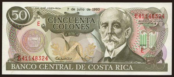 Amerika, Costa Rica: 50 colones, 1993