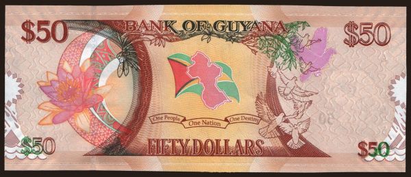 America, Guyana: 50 dollars, 2016