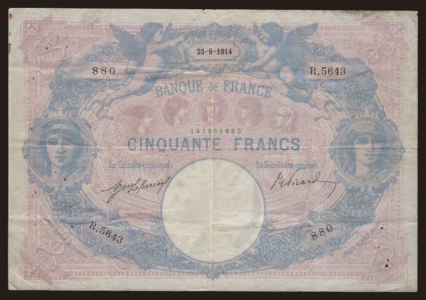 Európa, Franciaország, Franciaország - Állami kiadás - 1959: 50 francs, 1914