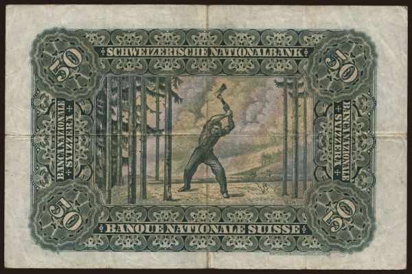 Europe, Switzerland: 50 francs, 1947