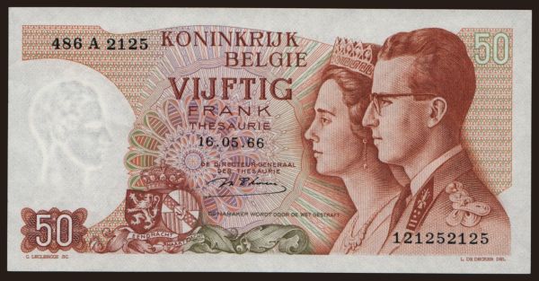 Europe, Belgium, Belgium - State issues: 50 francs, 1966