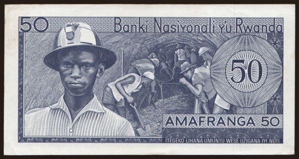 Africa, Rwanda: 50 francs, 1974