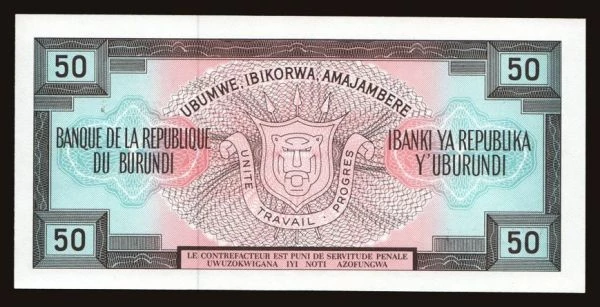 Afrika, Rwanda: 50 francs, 1977