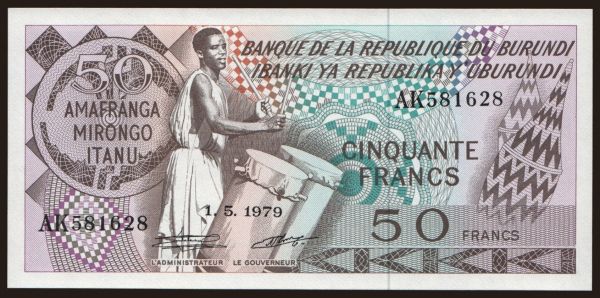 Africa, Burundi: 50 francs, 1979