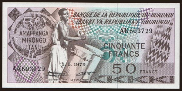 Afrika, Burundi: 50 francs, 1979