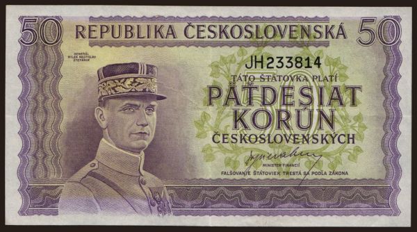 Česko-Slovensko a nástupní­cke štáty, Papierové peniaze od 1945 do 1951: 50 korun, 1945