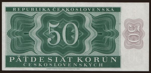 Czechoslovakia and successor states, Paper money from 1945 to 1951: 50 korun, 1950