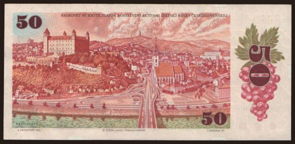 Czechoslovakia and successor states, Paper money from 1953 to 1989: 50 korun, 1987