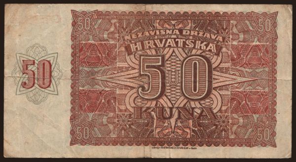 Európa, Horvátország: 50 kuna, 1941