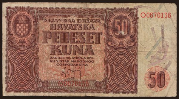 Europe, Croatia: 50 kuna, 1941