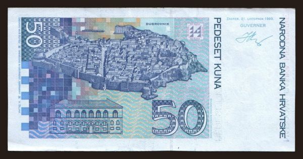 Európa, Horvátország: 50 kuna, 1993