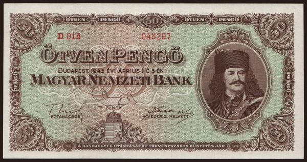 Hungary, Pengő, 1945-1946: 50 pengő, 1945