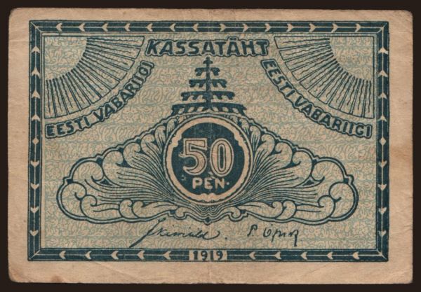 Európa, Észtország: 50 penni, 1919