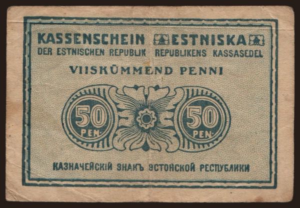 Európa, Észtország: 50 penni, 1919