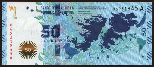 America, Argentina: 50 pesos, 2015