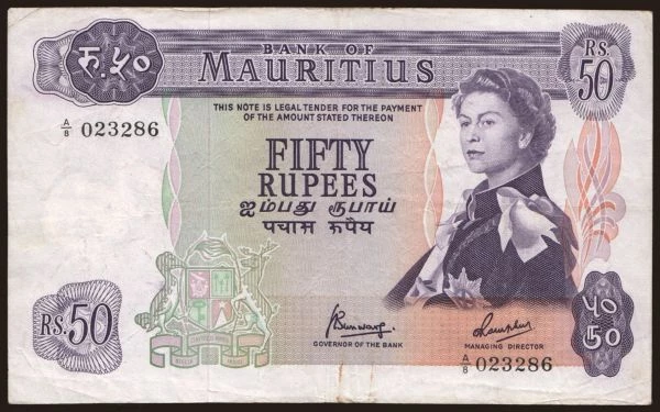 Afrika, Mauritius: 50 rupees, 1967