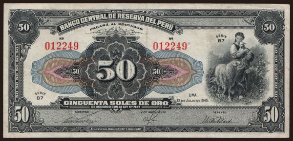 Amerika, Peru: 50 soles, 1945