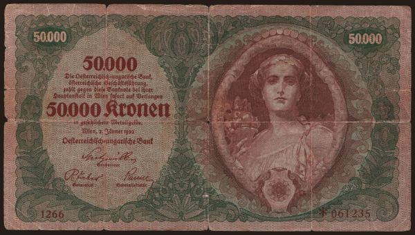 Ausztria és Osztrák-Magyar Monarchia, Kronen (1919-1925): 50.000 Kronen, 1922