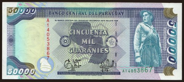 Amerika, Paraguay: 50.000 guaranies, 1952