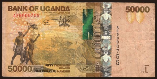 Africa, Uganda: 50.000 shillings, 2010