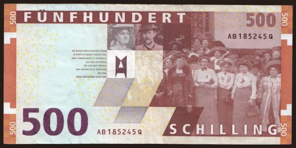 Ausztria és Osztrák-Magyar Monarchia, Schilling (1924-): 500 Schilling, 1997