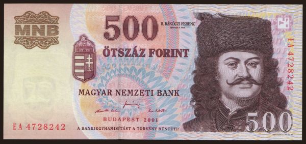 Magyarország, Forint, 1946-: 500 forint, 2001