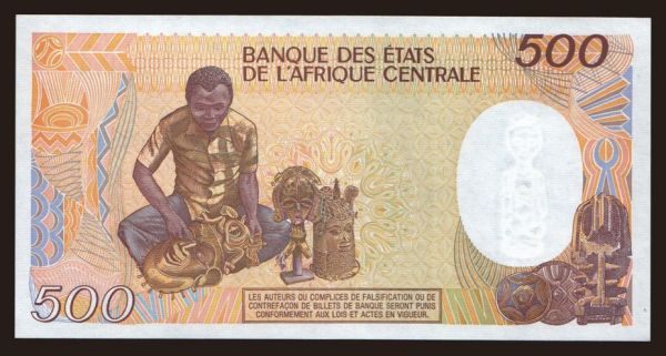 Afrika, Stredoafrická Republika: 500 francs, 1991