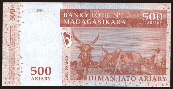 Africa, Madagascar: 500 francs, 2004