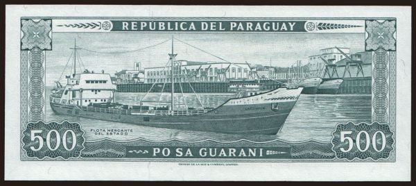 Amerika, Paraguay: 500 guaranies, 1952