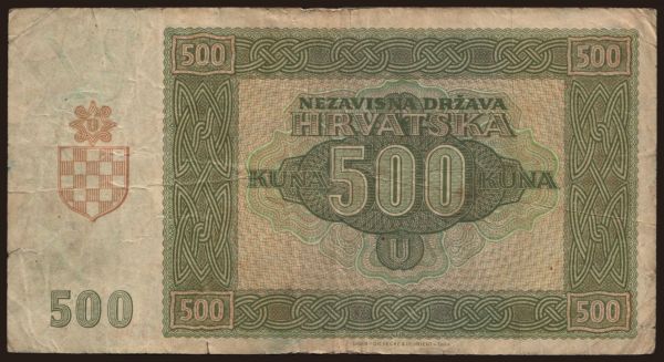 Európa, Horvátország: 500 kuna, 1941