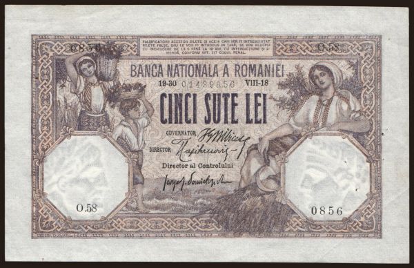 Európa, Románia: 500 lei, 1918