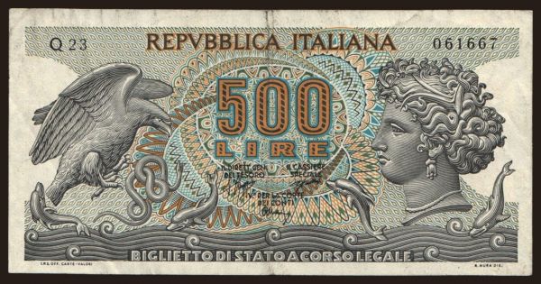 Európa, Taliansko, Taliansko - Štátna emisia 1947-: 500 lire, 1970