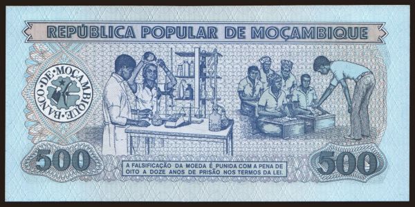 Afrika, Mozambik: 500 meticais, 1980