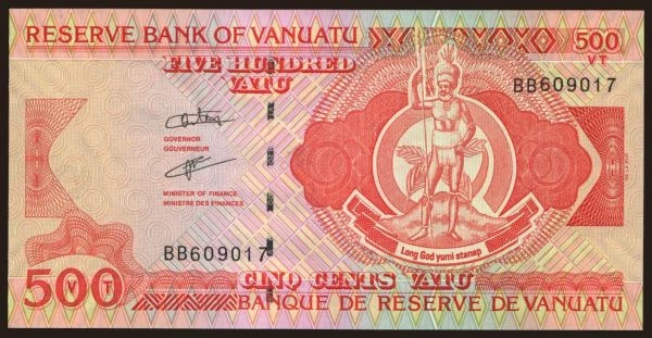 Australia and Oceania, Vanuatu: 500 vatu, 1993