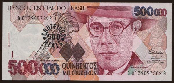 Amerika, Brazí­lia: 500.000 cruzeiros/ 500 cruzeiros reais, 1993