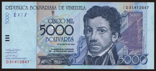 Amerika, Venezuela: 5000 bolivares, 2004