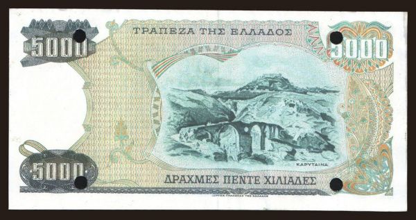 Európa, Grécko: 5000 drachmaes, 1984, falsum