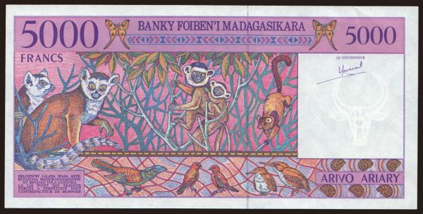 Afrika, Madagaskar: 5000 francs, 1995