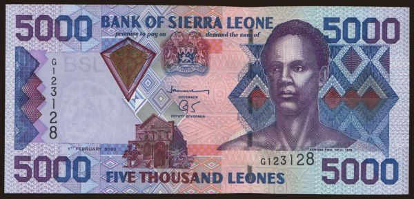 Afrika, Sierra Leone: 5000 leones, 2002