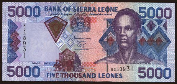 Africa, Sierra Leone: 5000 leones, 2003