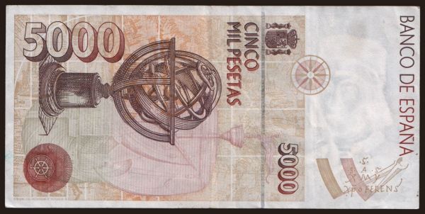 Európa, Spanyolország, Spanyolország - Állami kiadás: 5000 pesetas, 1992