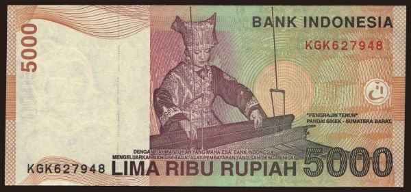 Asia, Indonesia: 5000 rupiah, 2012