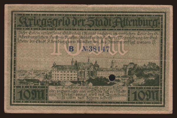 Nemecko, Grossgeld, Inflation, 1918-1920: Altenburg/ Stadt, 10 Mark, 1918