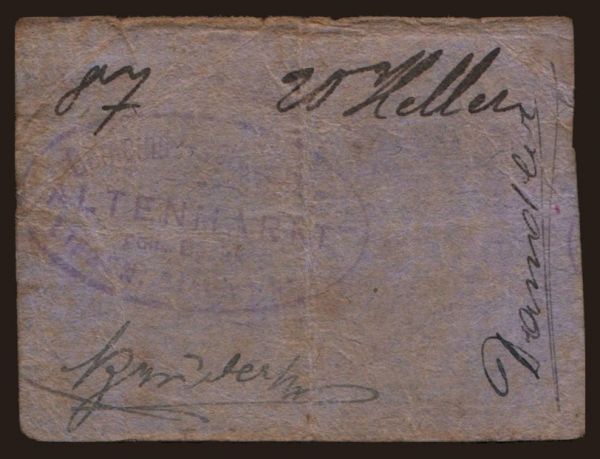 Austria and Austro-Hungary, Notgeld - Heller, Gemeinde (1918-1923): Altenmarkt, 20 Heller, 191?