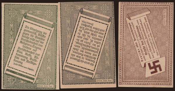 Austria and Austro-Hungary, Notgeld - Heller, Firmen (1918-1923): Amstetten/ Antisemitenbund, 10, 20, 50 Heller, 1920