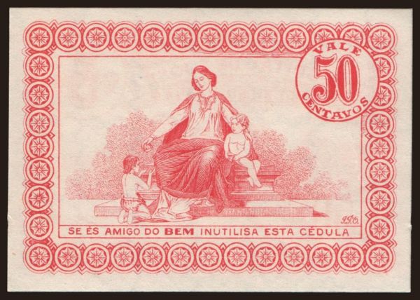 Európa, Portugália, Portugália - Szükségpénzek: Arcos de Valdevez/ Hospital de S. Jose, 50 centavos, 1920