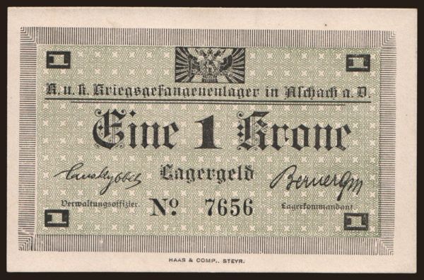 Ausztria és Osztrák-Magyar Monarchia, Fogolytábor kiadások (1914-18): Aschach, 1 Krone, 191?