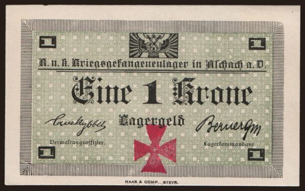 Ausztria és Osztrák-Magyar Monarchia, Fogolytábor kiadások (1914-18): Aschach, 1 Krone, 191?