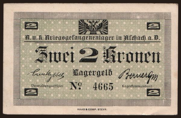 Ausztria és Osztrák-Magyar Monarchia, Fogolytábor kiadások (1914-18): Aschach, 2 Kronen, 191?