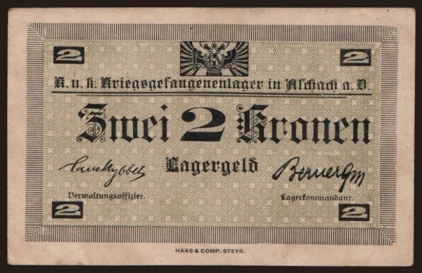 Austria and Austro-Hungary, POW Camp issues (1914-18): Aschach, 2 Kronen, 191?